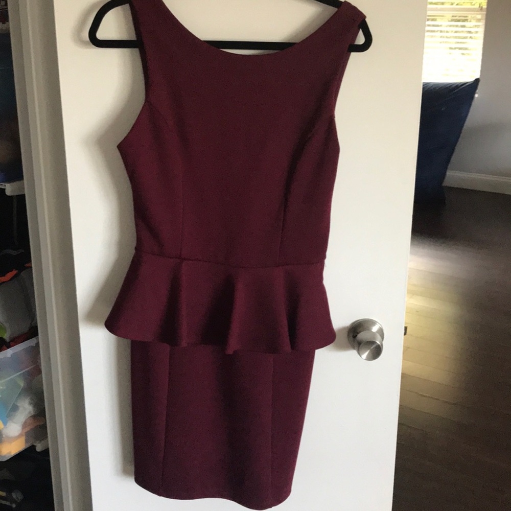 Maroon peplum dress